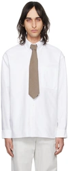SOLID HOMME WHITE PRESS-STUD SHIRT
