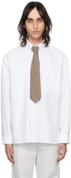 Solid Homme White Press-stud Shirt In 520w White