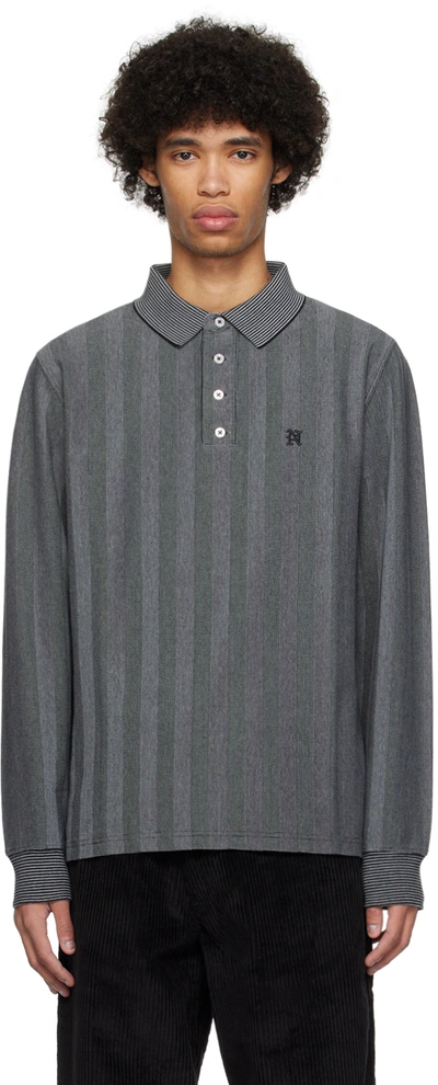 NOAH BLACK STRIPED POLO