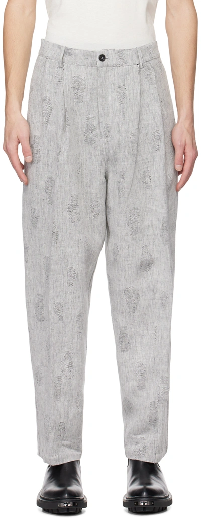 Henrik Vibskov Tracking Loose-leg Linen Trousers In Grey