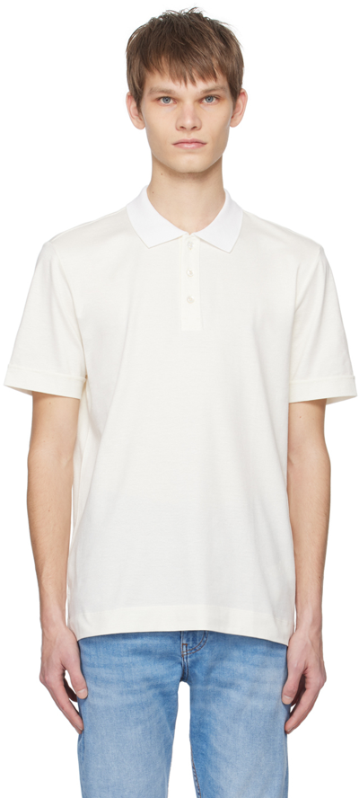 Hugo Boss Off-white Vented Polo In Open White 118