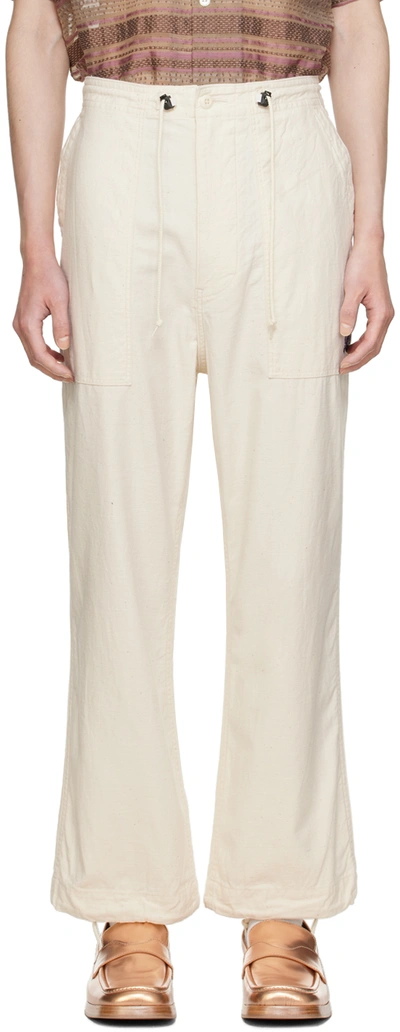 Needles White String Fatigue Trousers In A-white