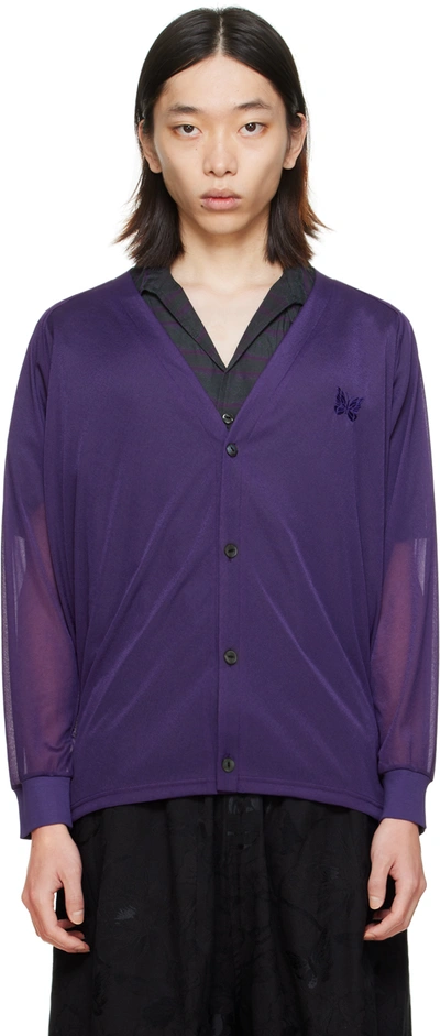Needles Purple Embroidered Cardigan In A-purple