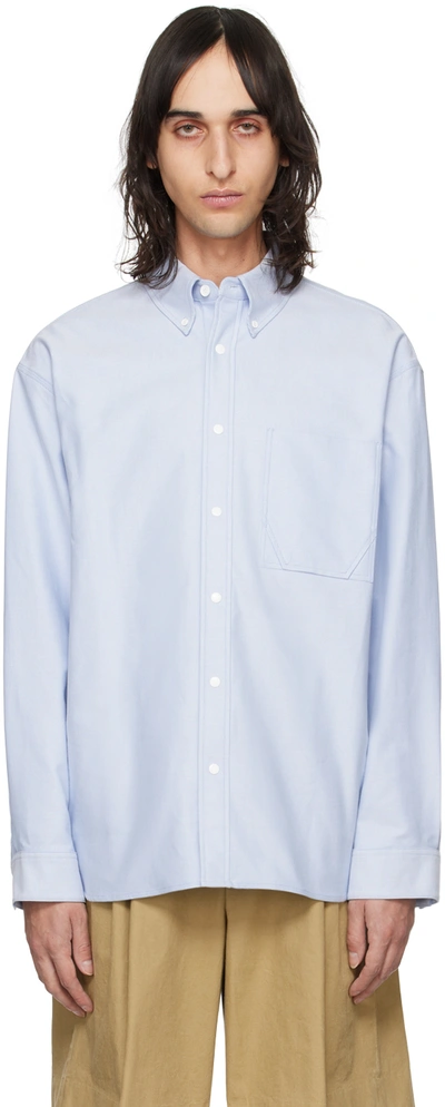 Solid Homme Blue Press-stud Shirt In 519l Blue