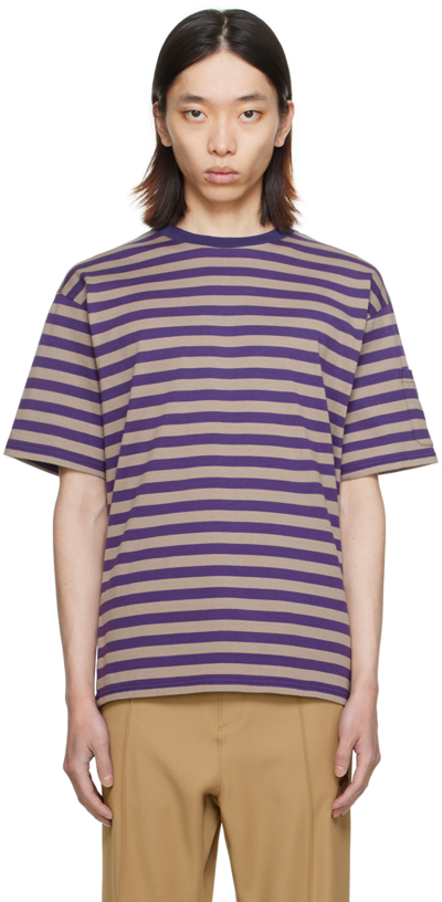 Needles Purple Stripe T-shirt In A-purple/grey