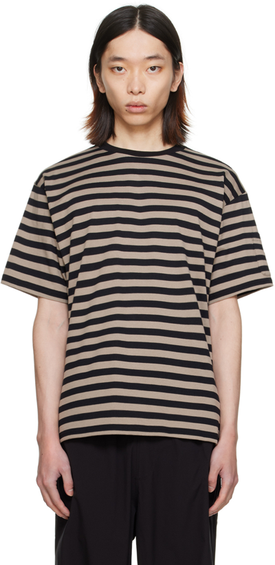 Needles Black & Gray Stripe T-shirt In C-black/grey