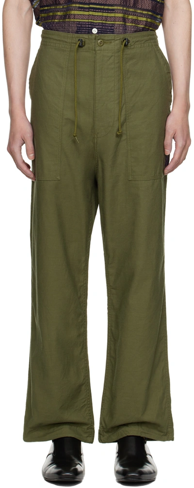 Needles Khaki String Fatigue Trousers In B-olive