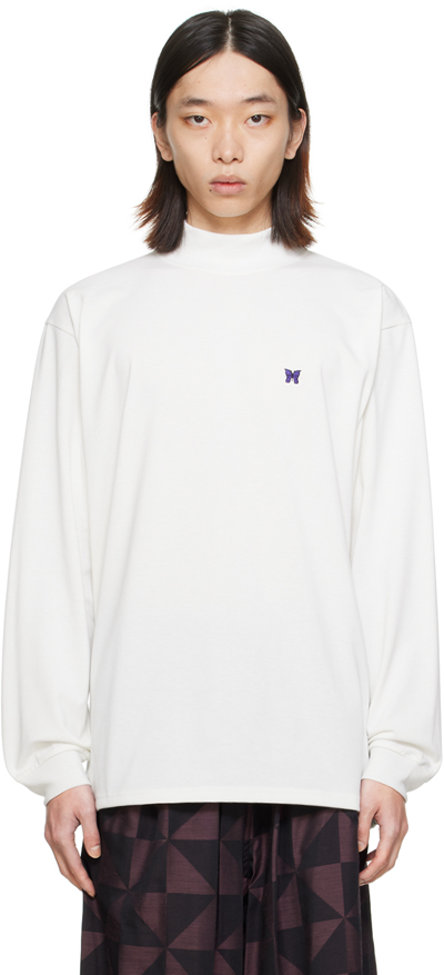 Needles White Mock Neck Long Sleeve T-shirt In A-white