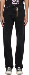 Darkpark Black Carabiner Jeans In Washed Black W100