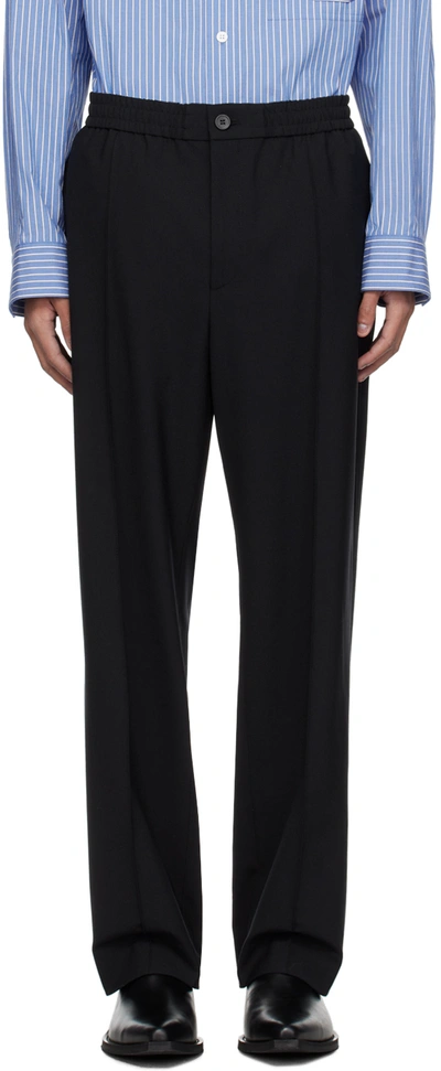 Solid Homme Black Pinched Seam Trousers In 804b Black