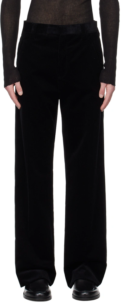 Rier Black Classic Trousers In Black Corduroy