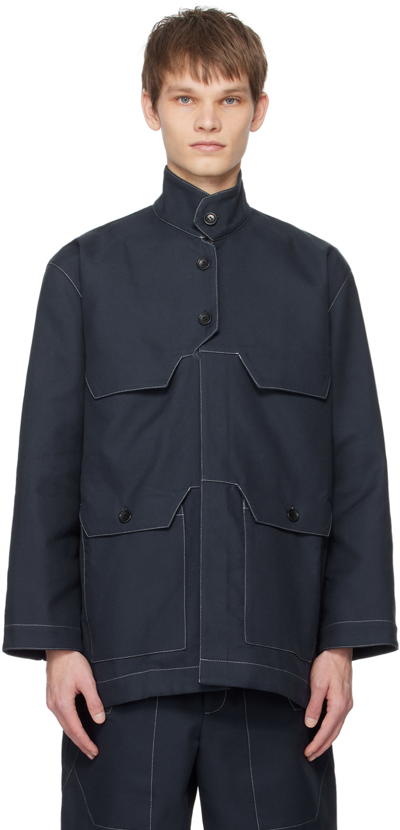 Henrik Vibskov Navy Post Jacket In Blue