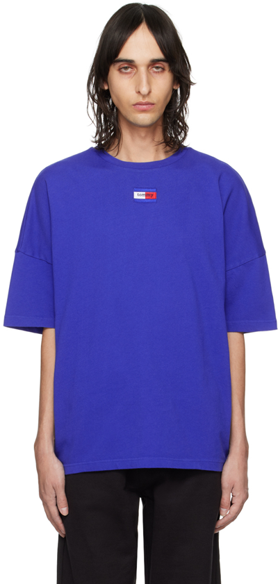 Tommy Jeans Blue Embroidered T-shirt In Majesty Blue