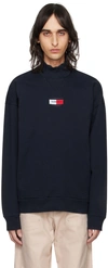 Tommy Jeans Navy Embroidered Turtleneck In Desert Sky