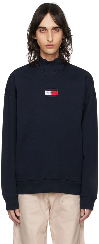 Tommy Jeans Navy Embroidered Turtleneck In Desert Sky