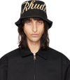 RHUDE BLACK SCRIPT BUCKET HAT