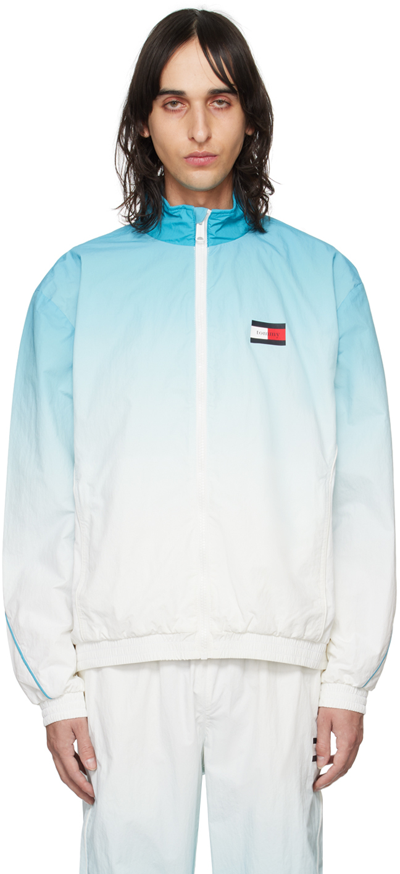 Tommy Jeans Blue & White Gradient Jacket In Mystic Turquoise