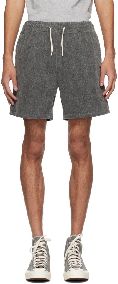 Noah Grey Embroidered Shorts In Black