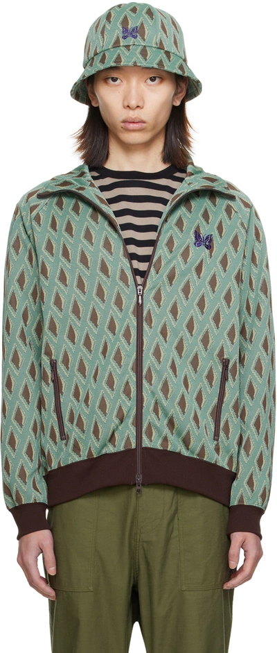Needles Blue Jacquard Track Jacket In A-turquoise