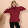 Anna-kaci Waffle Knit Cowl Neck Pullover In Pink