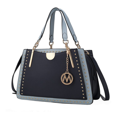 Mkf Collection By Mia K Aubrey Color Block Multi Compartment Satchel Handbag In Blue