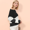 Anna-kaci Color Block Striped Long Sweater In Black