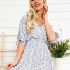 Anna-kaci Open Sleeve Floral Print Dress In Blue