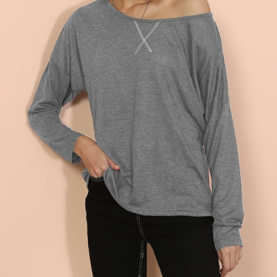 Anna-kaci Lux Boatneck Long Sleeve Top In Grey