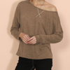 Anna-kaci Lux Boatneck Long Sleeve Top In Brown