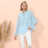 Anna-kaci Clip Dot Long Sleeve Sweater Blouse In Blue