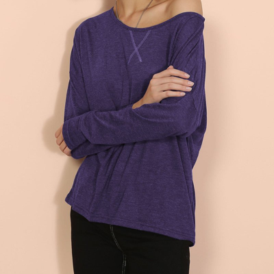 Anna-kaci Lux Boatneck Long Sleeve Top In Purple