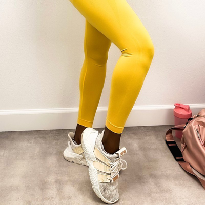 Anna-kaci High Waisted Butt Lifting Leggings In Yellow