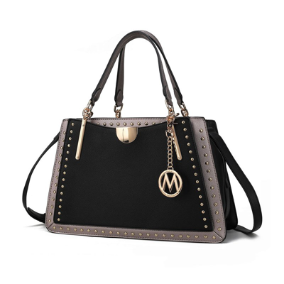 Mkf Collection By Mia K Aubrey Color Block Multi Compartment Satchel Handbag In Black