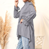 Anna-kaci High-low Ruffle Tiered Long Sleeve Top In Grey