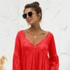 Anna-kaci Relaxed Light Gathered Blouse In Red