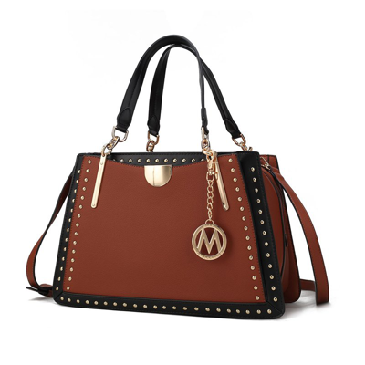Mkf Collection By Mia K Aubrey Color Block Multi Compartment Satchel Handbag In Brown