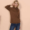 Anna-kaci Waffle Knit Cowl Neck Pullover In Brown