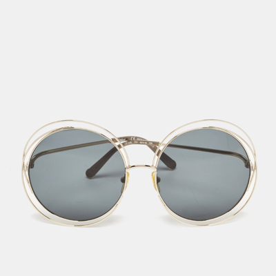 Pre-owned Chloé Black/gold Ce114s Round Sunglasses