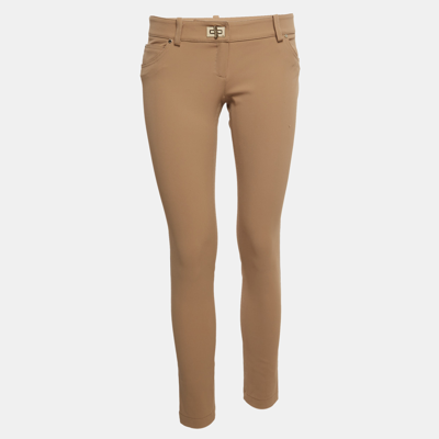 Pre-owned Elisabetta Franchi Beige Synthetic Twill Trousers M