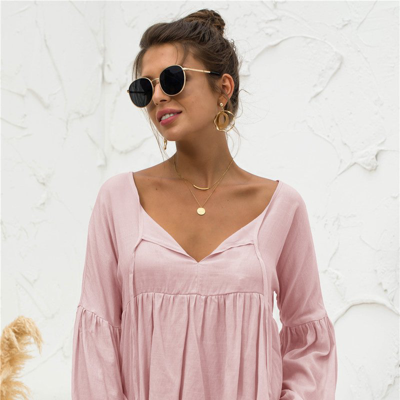 Anna-kaci Relaxed Light Gathered Blouse In Pink