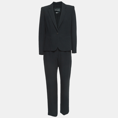 Pre-owned Giorgio Armani Vintage Black Knit Textured Suit S