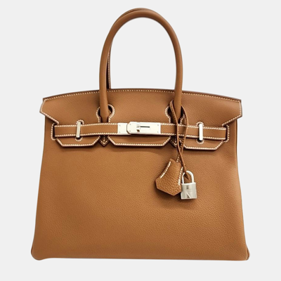 Pre-owned Hermes Brown Leather Birkin 30 Bag