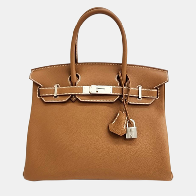 Pre-owned Hermes Brown Leather Birkin 25 Bag