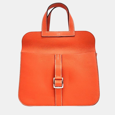 Pre-owned Hermes Halzan 31 Bag In Orange