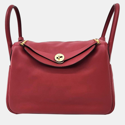 Pre-owned Hermes Red Leather Lindy 30 Bag
