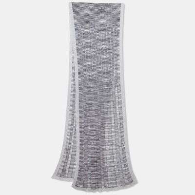 Pre-owned Missoni Grey Ribbed Lurex Knit Stole