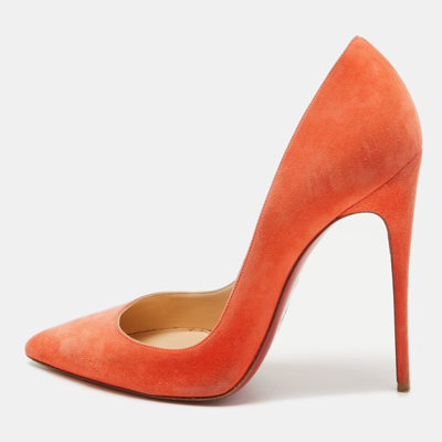 Pre-owned Christian Louboutin Orange Suede So Kate Pumps Size 38