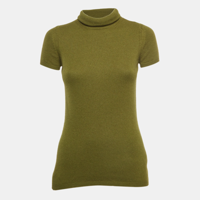 Pre-owned Roberto Cavalli Green Cashmere Turtle Neck Top M