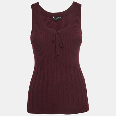 Pre-owned Dolce & Gabbana Burgundy Wool Blend Knit Sleeveless Top M