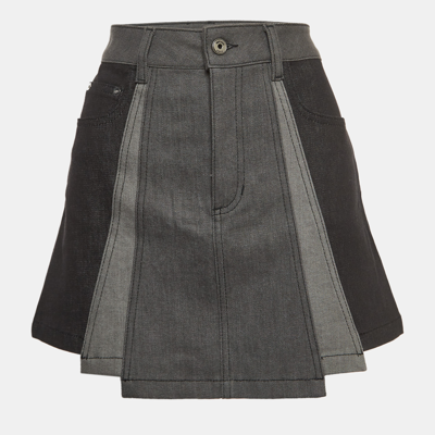 Pre-owned Just Cavalli Grey Denim Paneled Mini Skirt M